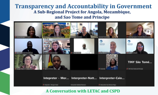 Photo of Transparency and Accountability in Government zoom meeting with LETAC and CSPD