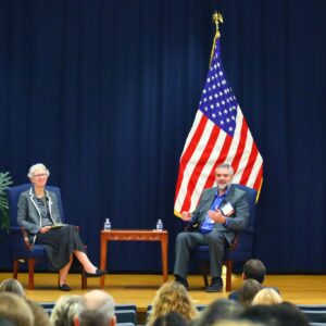 Amy Storrow (left) at Diplomacy Begins Here Kansas City.